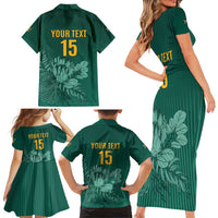 Custom South Africa Cricket Family Matching Short Sleeve Bodycon Dress and Hawaiian Shirt Road To Champions