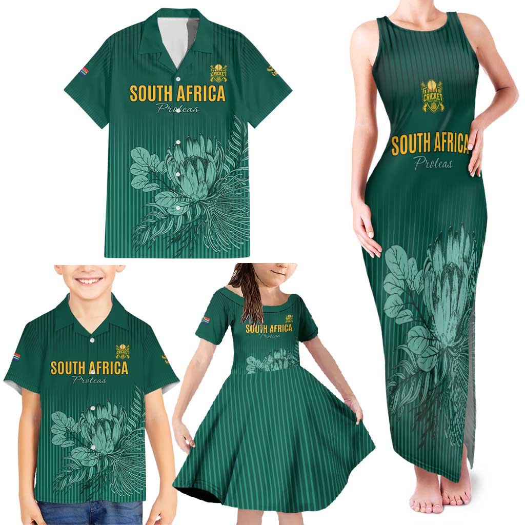 Custom South Africa Cricket Family Matching Tank Maxi Dress and Hawaiian Shirt Road To Champions
