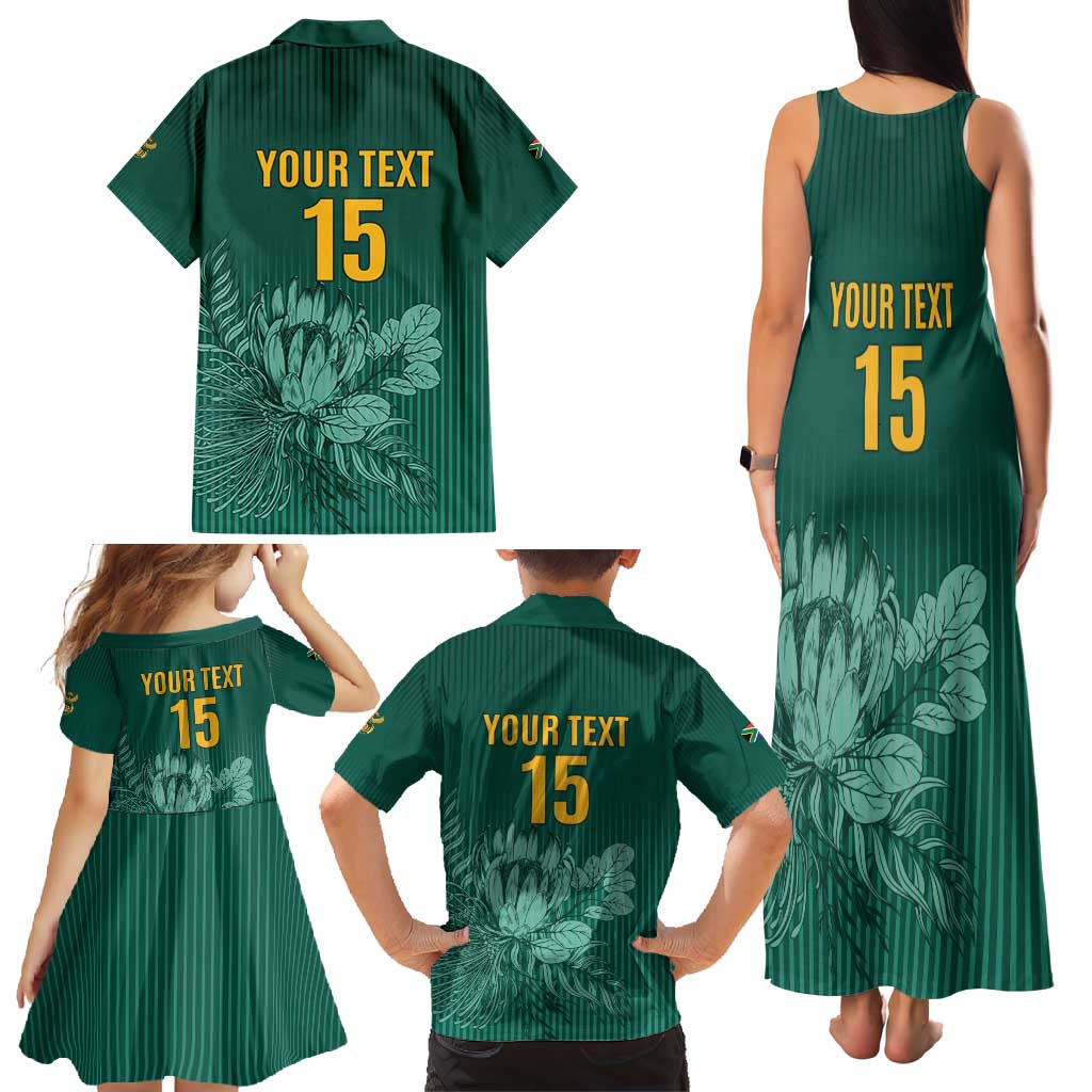 Custom South Africa Cricket Family Matching Tank Maxi Dress and Hawaiian Shirt Road To Champions
