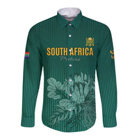 Custom South Africa Cricket Long Sleeve Button Shirt Road To Champions