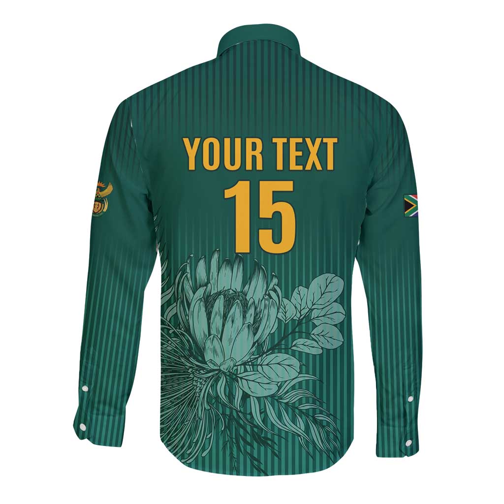Custom South Africa Cricket Long Sleeve Button Shirt Road To Champions