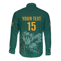 Custom South Africa Cricket Long Sleeve Button Shirt Road To Champions