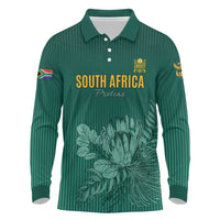 Custom South Africa Cricket Long Sleeve Polo Shirt Road To Champions