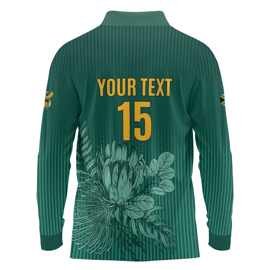 Custom South Africa Cricket Long Sleeve Polo Shirt Road To Champions