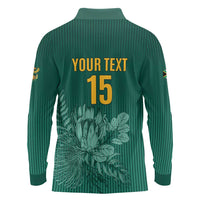 Custom South Africa Cricket Long Sleeve Polo Shirt Road To Champions