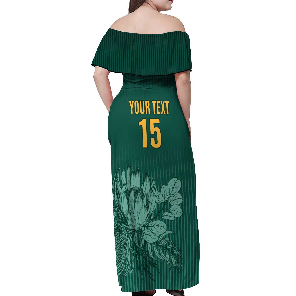 Custom South Africa Cricket Off Shoulder Maxi Dress Road To Champions