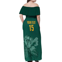 Custom South Africa Cricket Off Shoulder Maxi Dress Road To Champions