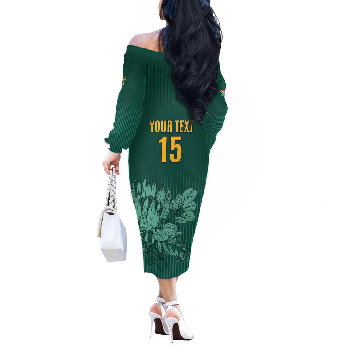 Custom South Africa Cricket Off The Shoulder Long Sleeve Dress Road To Champions