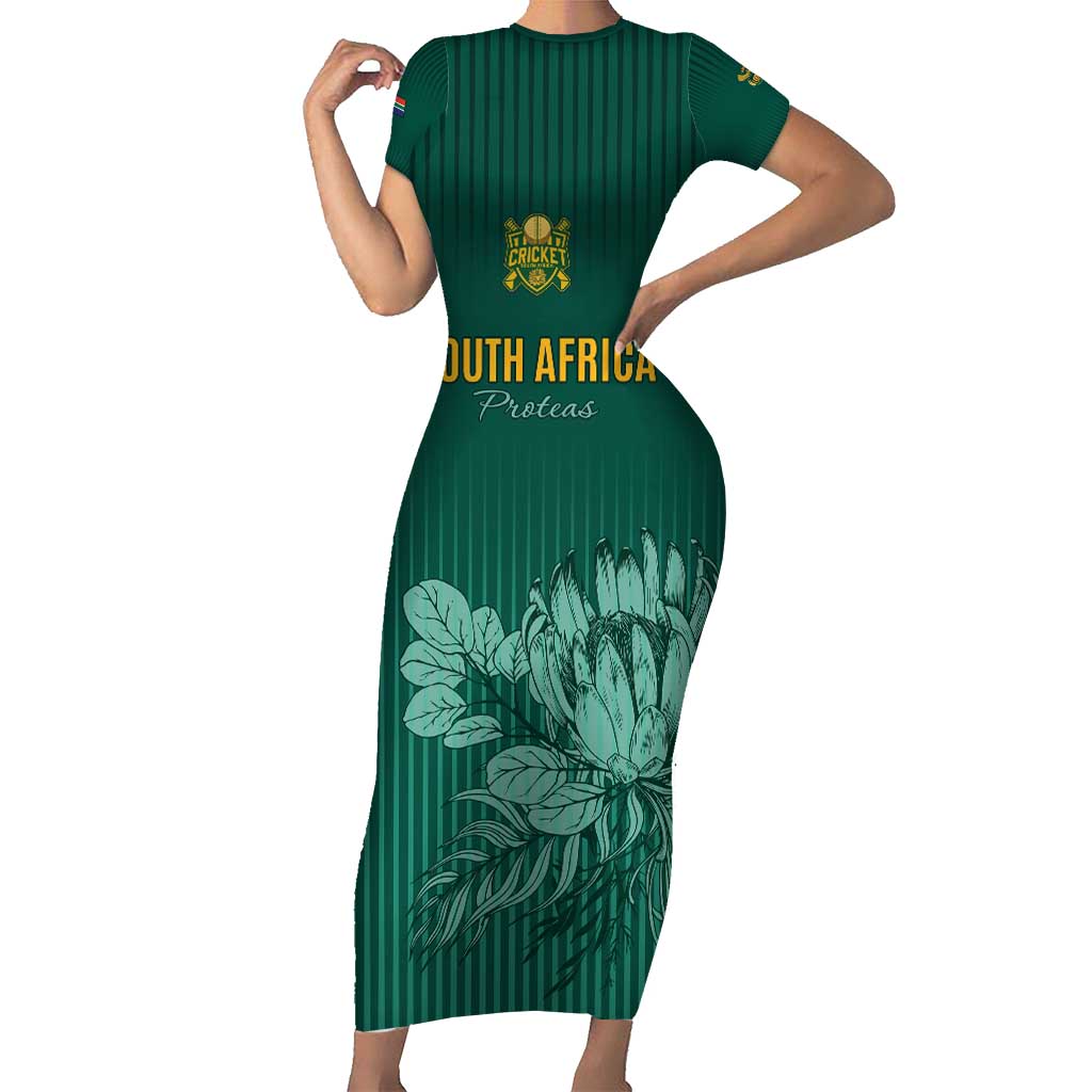 Custom South Africa Cricket Short Sleeve Bodycon Dress Road To Champions
