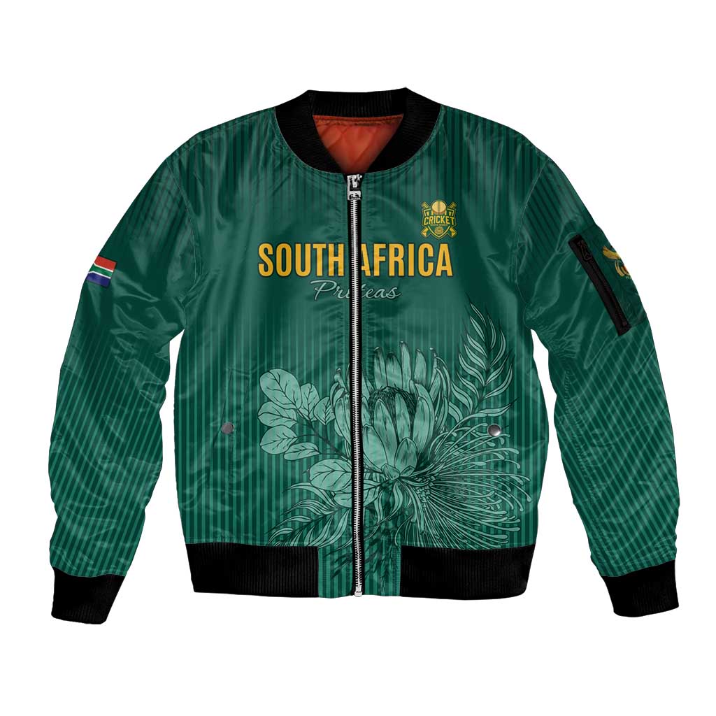 Custom South Africa Cricket Sleeve Zip Bomber Jacket Road To Champions
