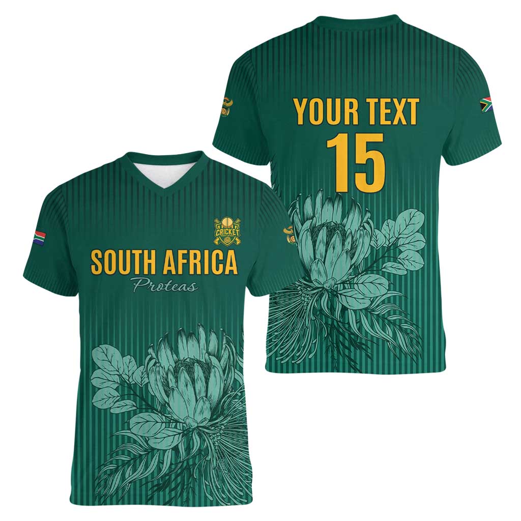 Custom South Africa Cricket Women V-Neck T-Shirt Road To Champions