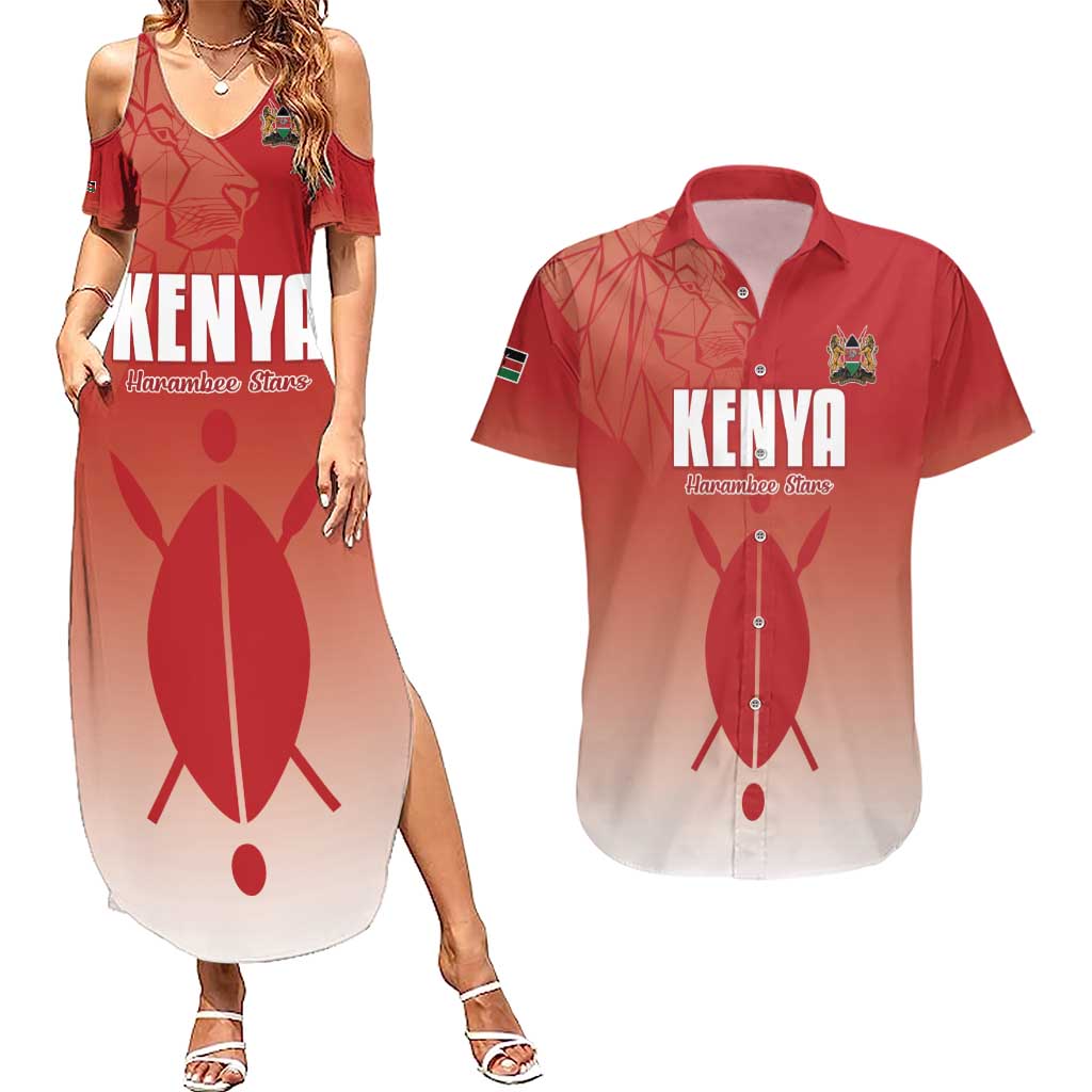 Custom Kenya Football Couples Matching Summer Maxi Dress and Hawaiian Shirt Harambee Harambee Stars