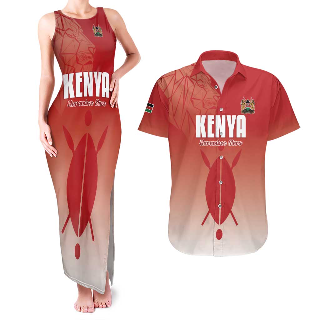 Custom Kenya Football Couples Matching Tank Maxi Dress and Hawaiian Shirt Harambee Harambee Stars
