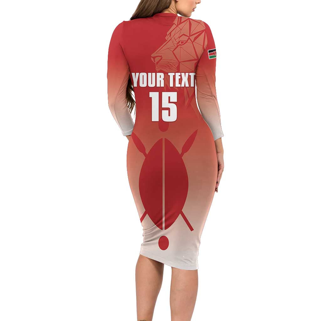 Custom Kenya Football Family Matching Long Sleeve Bodycon Dress and Hawaiian Shirt Harambee Harambee Stars