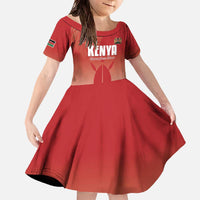 Custom Kenya Football Family Matching Off The Shoulder Long Sleeve Dress and Hawaiian Shirt Harambee Harambee Stars