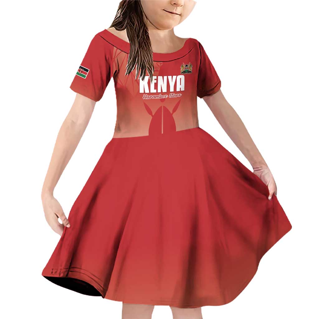 Custom Kenya Football Family Matching Off Shoulder Short Dress and Hawaiian Shirt Harambee Harambee Stars