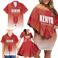Custom Kenya Football Family Matching Off Shoulder Short Dress and Hawaiian Shirt Harambee Harambee Stars