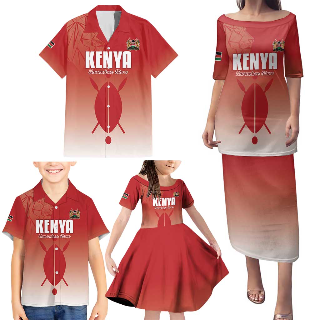 Custom Kenya Football Family Matching Puletasi and Hawaiian Shirt Harambee Harambee Stars