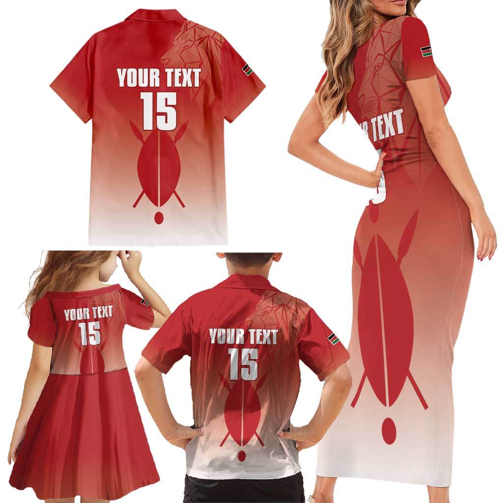 Custom Kenya Football Family Matching Short Sleeve Bodycon Dress and Hawaiian Shirt Harambee Harambee Stars