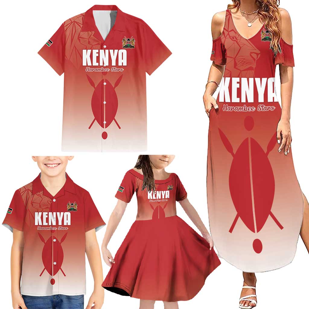 Custom Kenya Football Family Matching Summer Maxi Dress and Hawaiian Shirt Harambee Harambee Stars