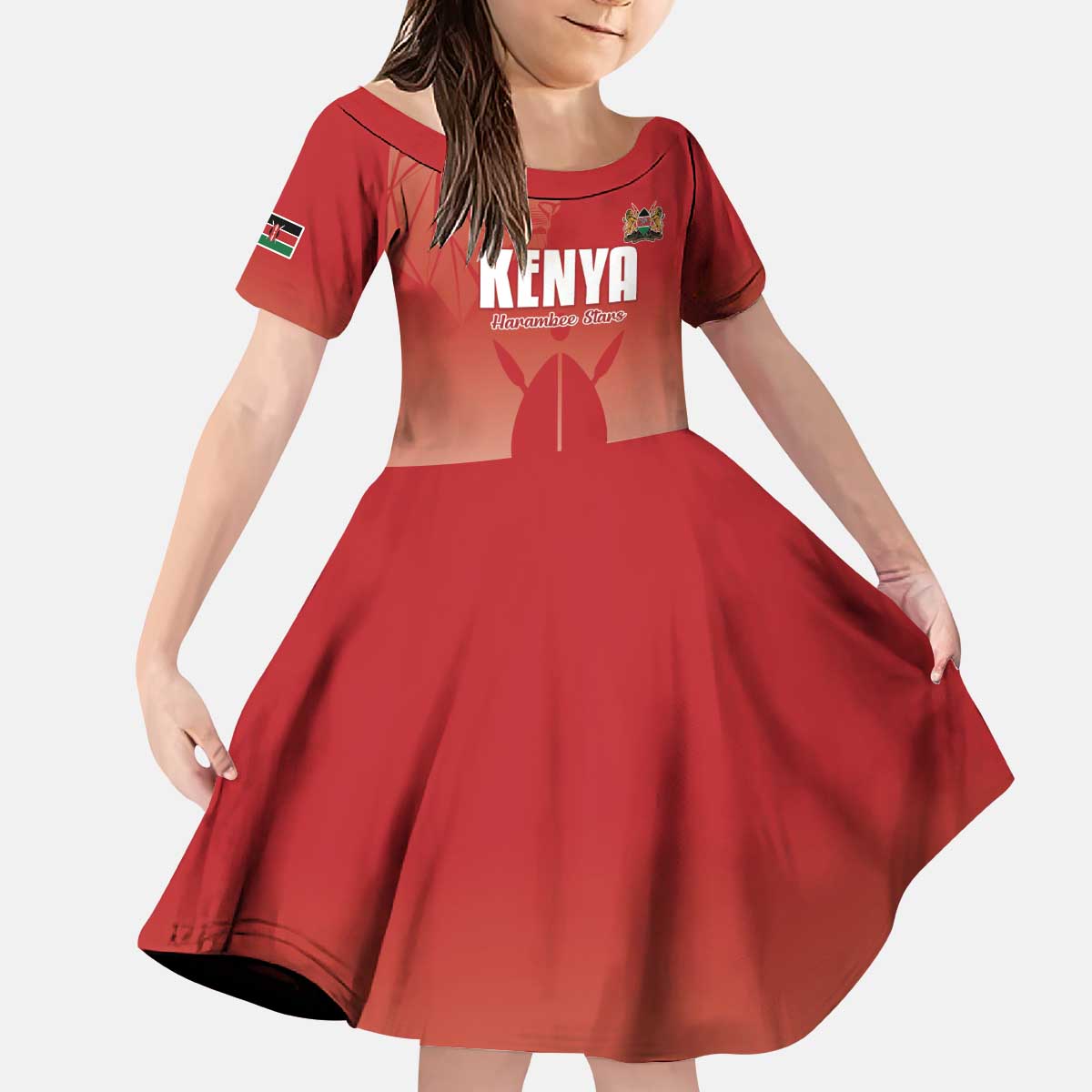 Custom Kenya Football Kid Short Sleeve Dress Harambee Harambee Stars