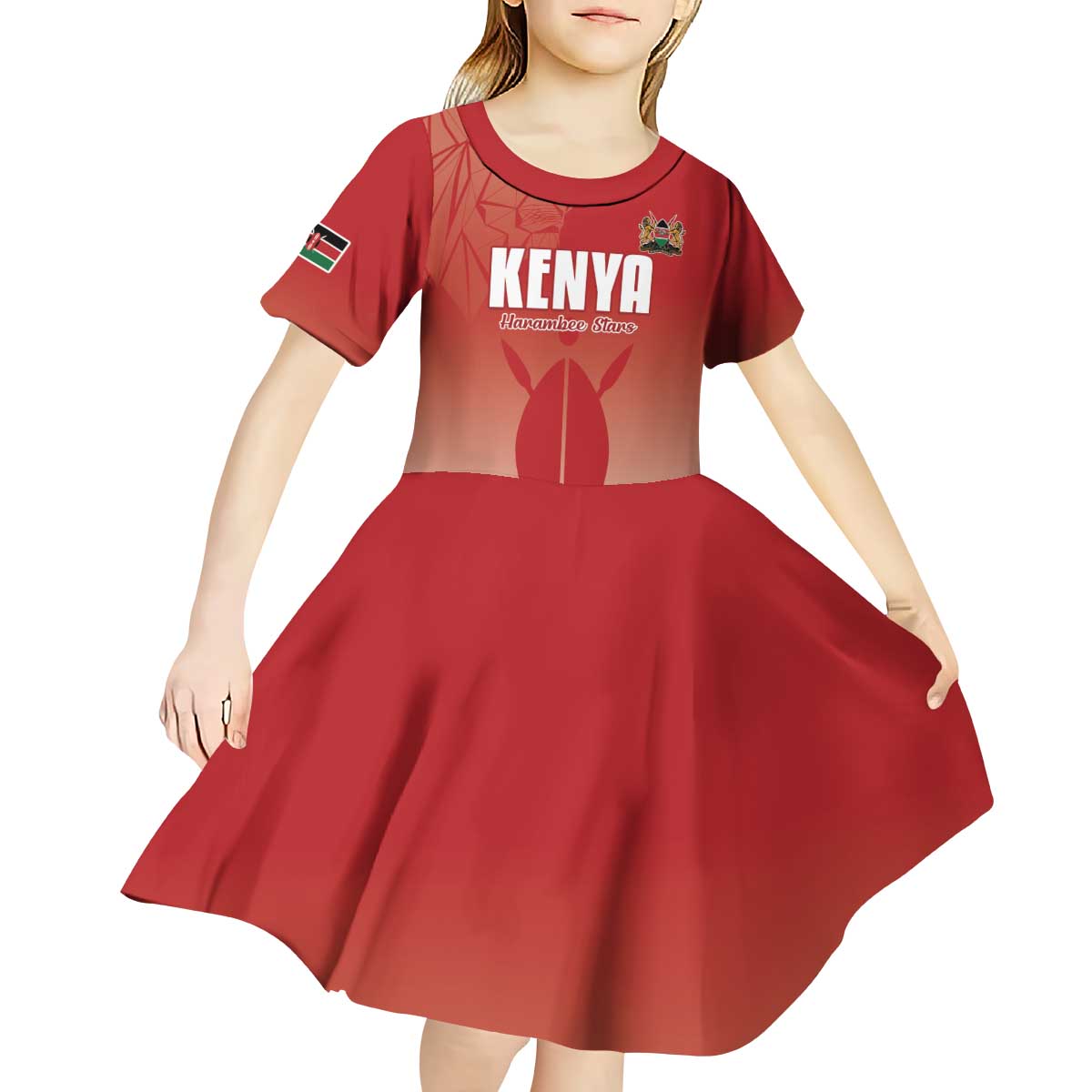 Custom Kenya Football Kid Short Sleeve Dress Harambee Harambee Stars