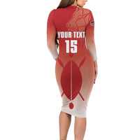 Custom Kenya Football Long Sleeve Bodycon Dress Harambee Harambee Stars