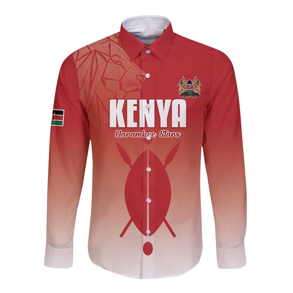 Custom Kenya Football Long Sleeve Button Shirt Harambee Harambee Stars
