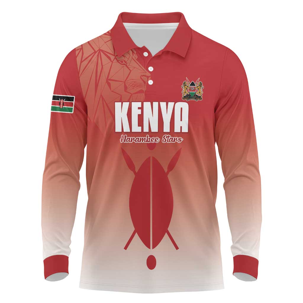 Custom Kenya Football Long Sleeve Polo Shirt Harambee Harambee Stars