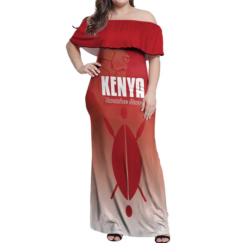 Custom Kenya Football Off Shoulder Maxi Dress Harambee Harambee Stars