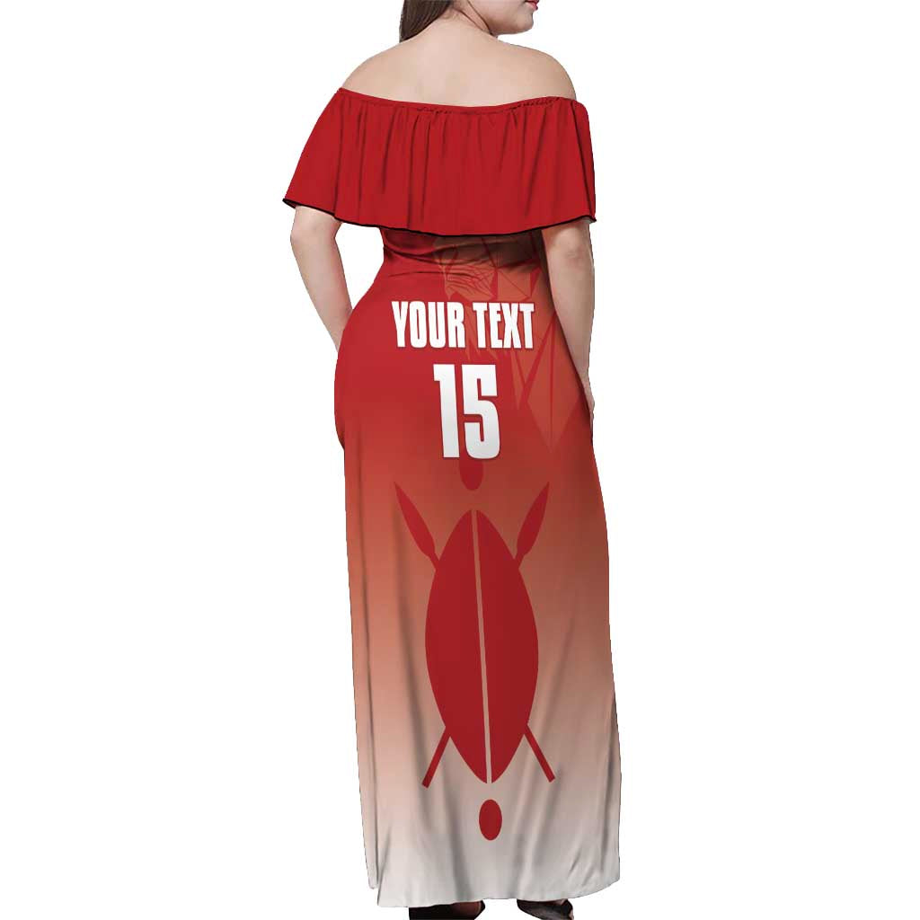 Custom Kenya Football Off Shoulder Maxi Dress Harambee Harambee Stars
