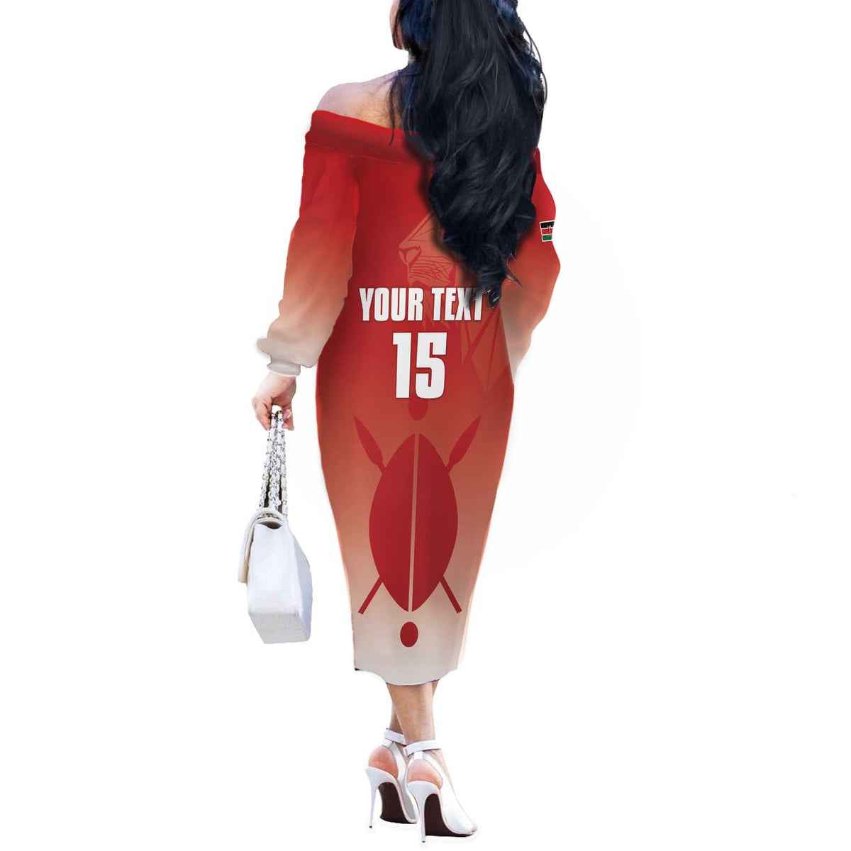 Custom Kenya Football Off The Shoulder Long Sleeve Dress Harambee Harambee Stars