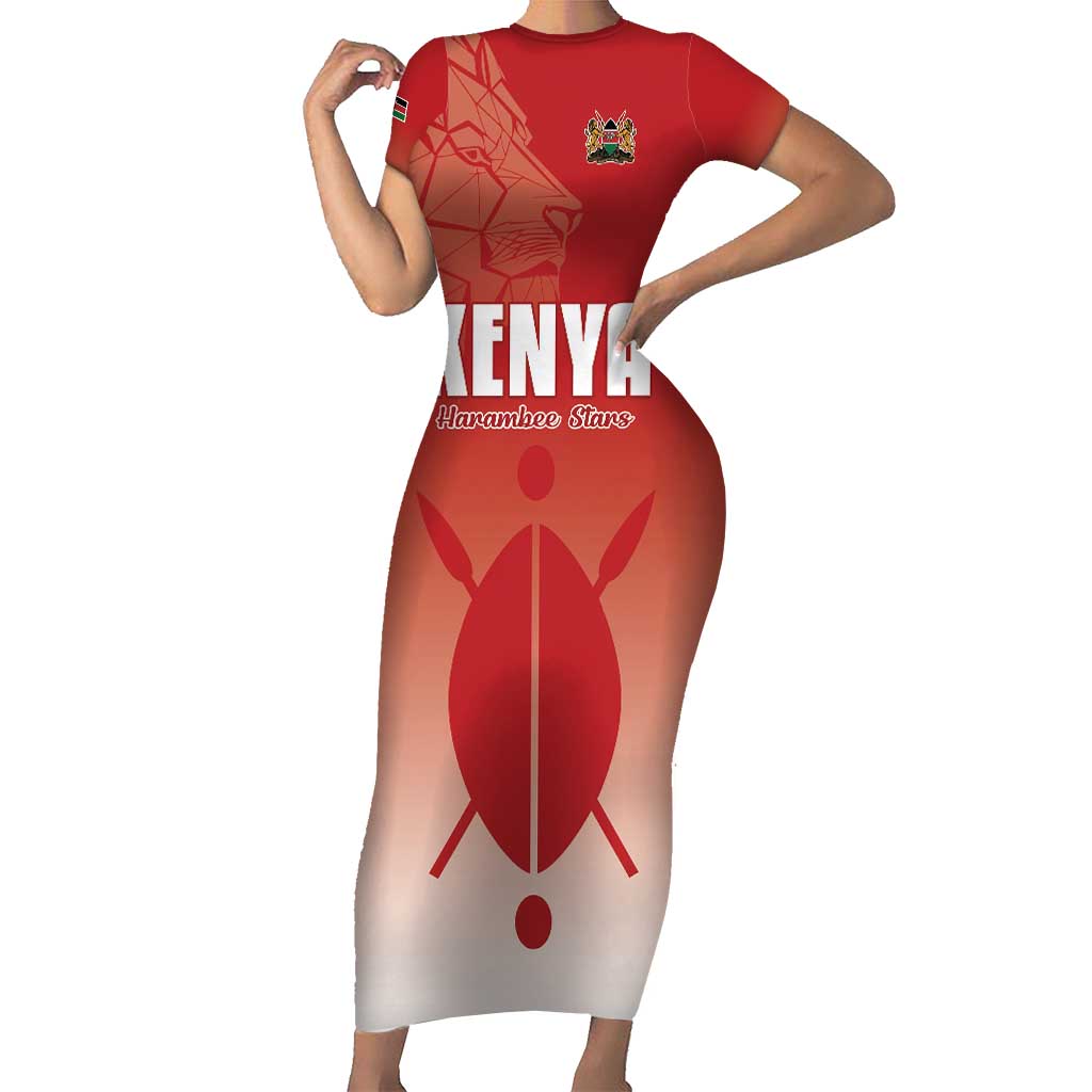 Custom Kenya Football Short Sleeve Bodycon Dress Harambee Harambee Stars