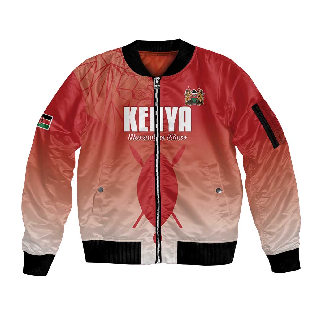 Custom Kenya Football Sleeve Zip Bomber Jacket Harambee Harambee Stars