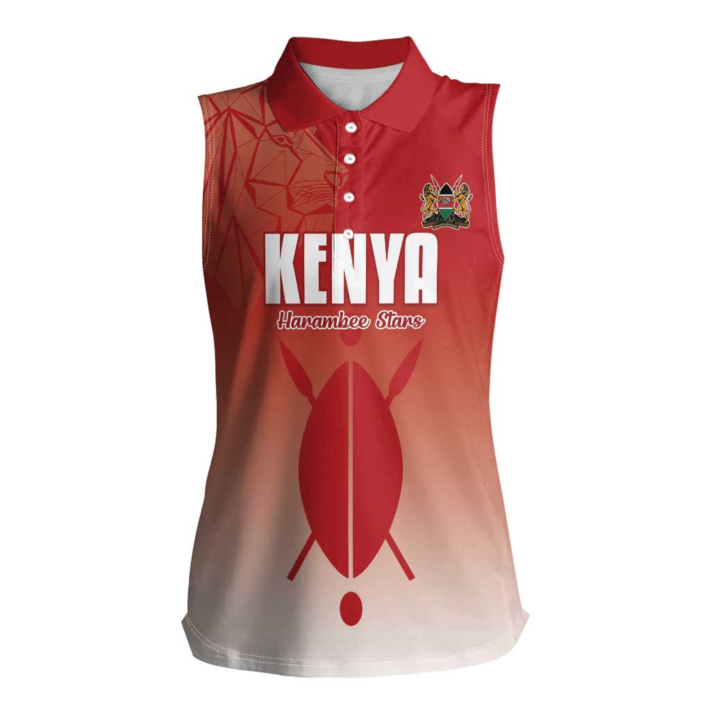 Custom Kenya Football Women Sleeveless Polo Shirt Harambee Harambee Stars
