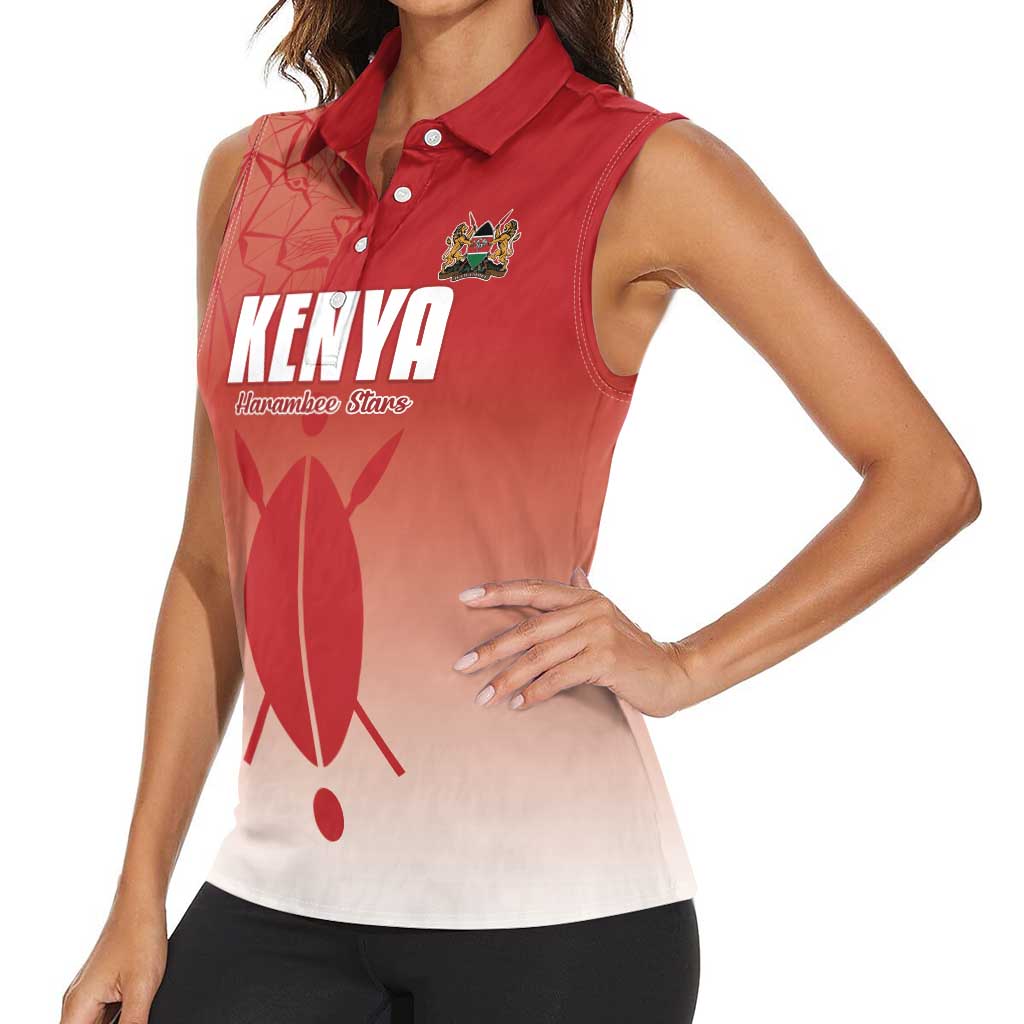 Custom Kenya Football Women Sleeveless Polo Shirt Harambee Harambee Stars