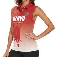 Custom Kenya Football Women Sleeveless Polo Shirt Harambee Harambee Stars