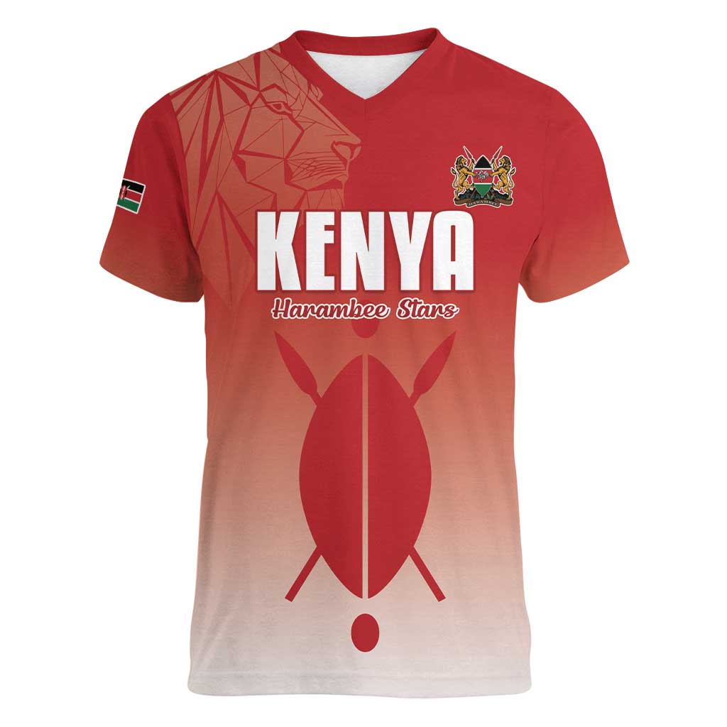 Custom Kenya Football Women V-Neck T-Shirt Harambee Harambee Stars