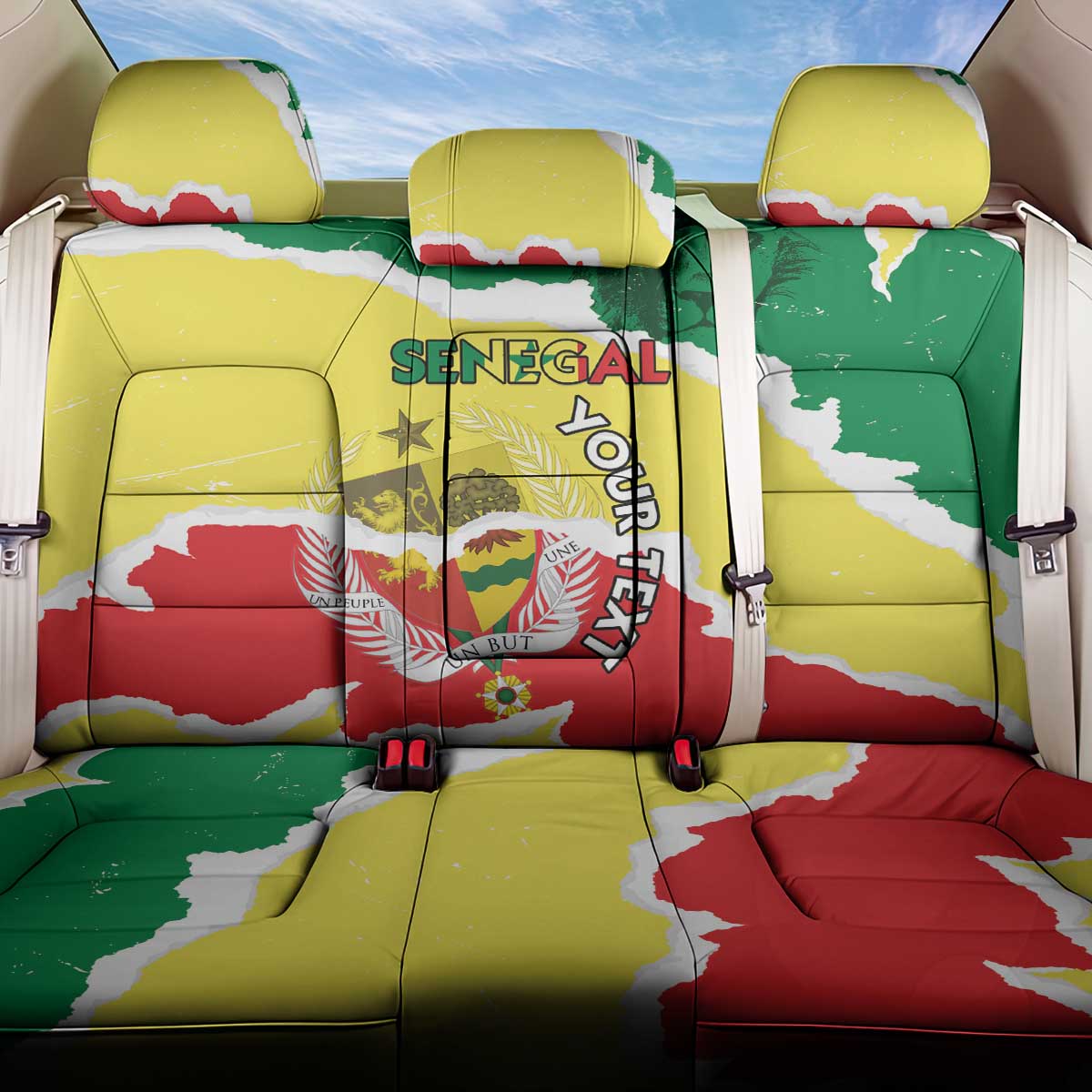 Custom Senegal Beach Soccer 2025 Back Car Seat Cover Allez Lions de la Teranga