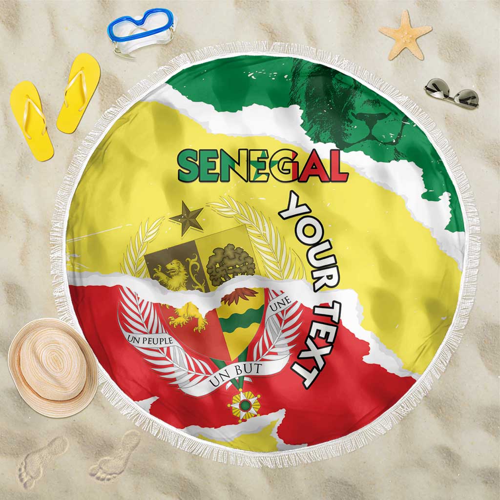 Custom Senegal Beach Soccer 2025 Beach Blanket Allez Lions de la Teranga