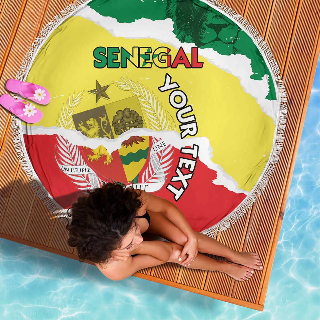 Custom Senegal Beach Soccer 2025 Beach Blanket Allez Lions de la Teranga