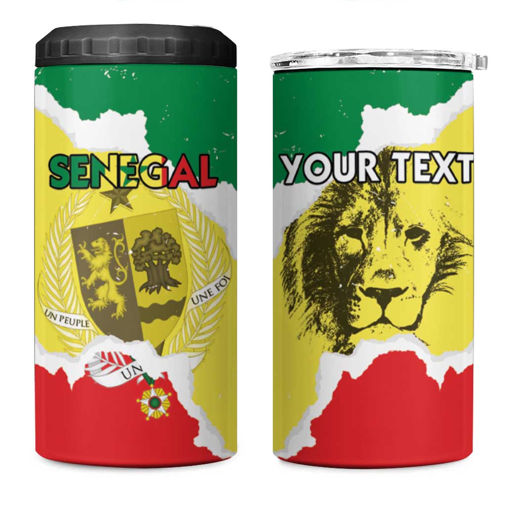 Custom Senegal Beach Soccer 2025 4 in 1 Can Cooler Tumbler Allez Lions de la Teranga