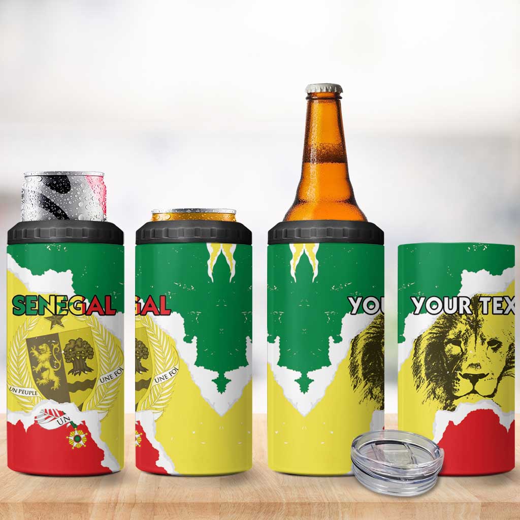 Custom Senegal Beach Soccer 2025 4 in 1 Can Cooler Tumbler Allez Lions de la Teranga
