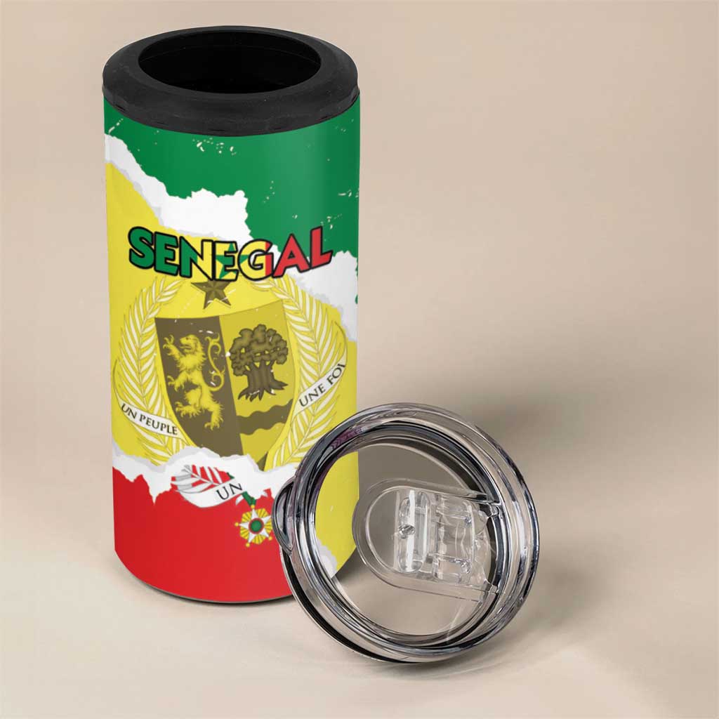 Custom Senegal Beach Soccer 2025 4 in 1 Can Cooler Tumbler Allez Lions de la Teranga