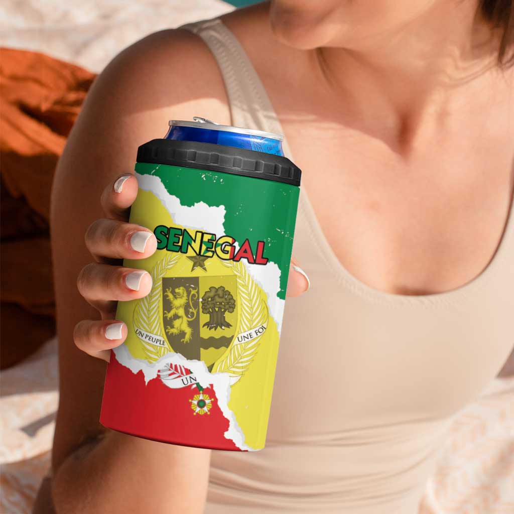 Custom Senegal Beach Soccer 2025 4 in 1 Can Cooler Tumbler Allez Lions de la Teranga