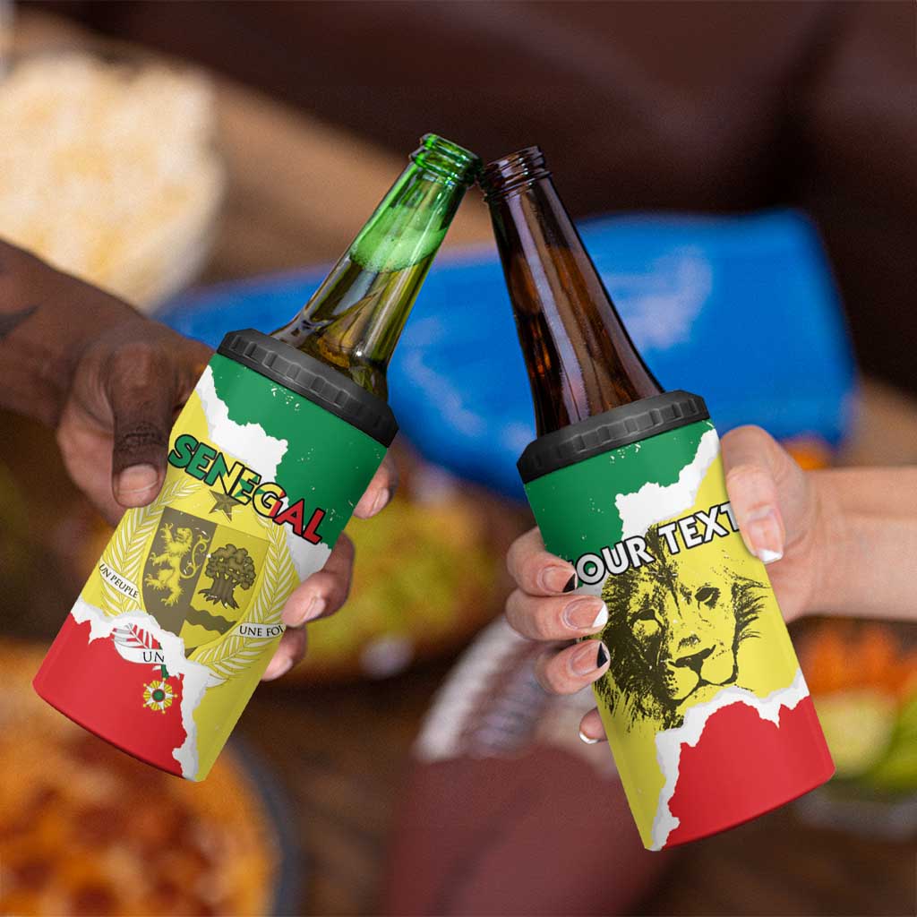 Custom Senegal Beach Soccer 2025 4 in 1 Can Cooler Tumbler Allez Lions de la Teranga