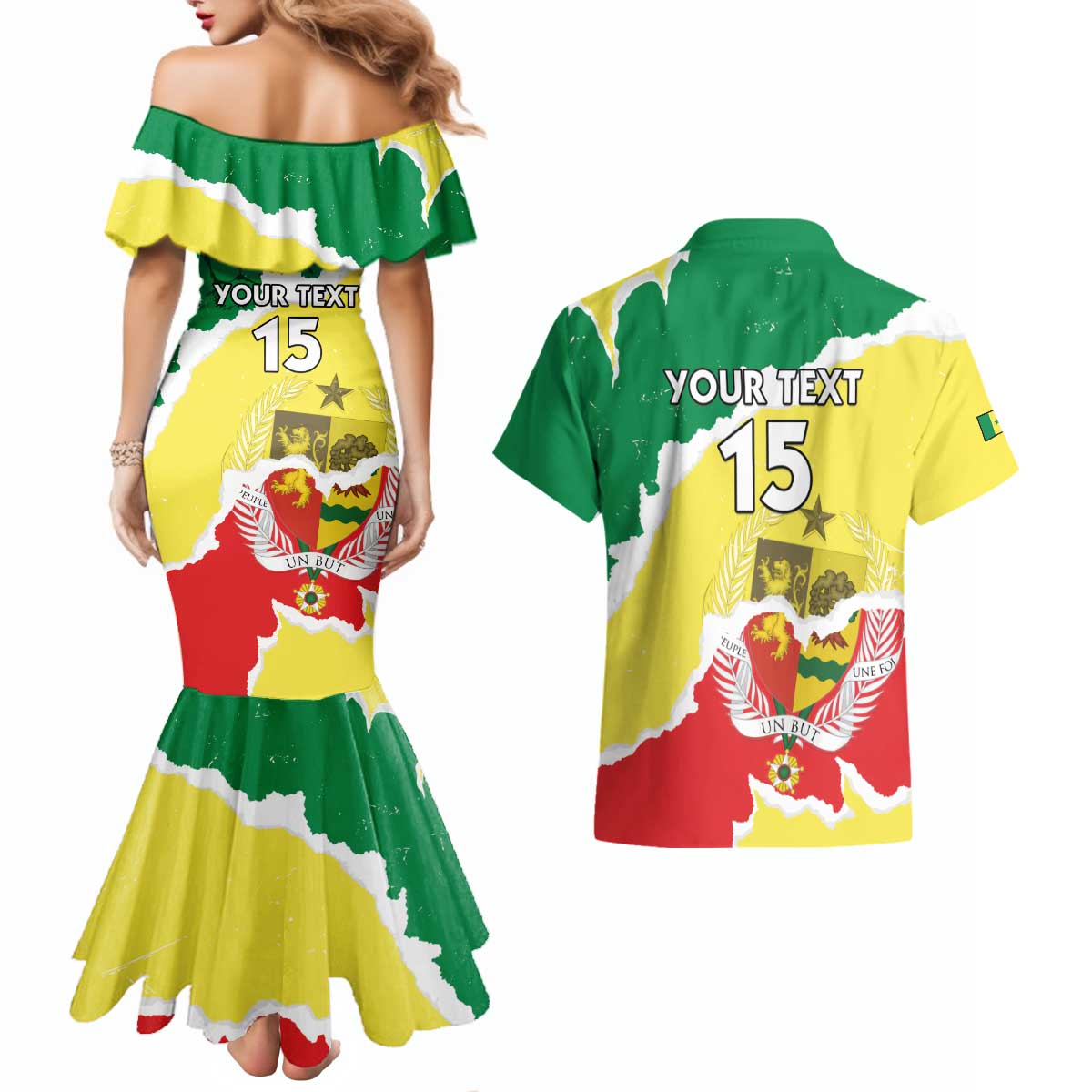 Custom Senegal Beach Soccer 2025 Couples Matching Mermaid Dress and Hawaiian Shirt Allez Lions de la Teranga