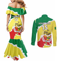 Custom Senegal Beach Soccer 2025 Couples Matching Mermaid Dress and Long Sleeve Button Shirt Allez Lions de la Teranga