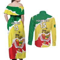 Custom Senegal Beach Soccer 2025 Couples Matching Off Shoulder Maxi Dress and Long Sleeve Button Shirt Allez Lions de la Teranga