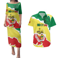 Custom Senegal Beach Soccer 2025 Couples Matching Puletasi and Hawaiian Shirt Allez Lions de la Teranga